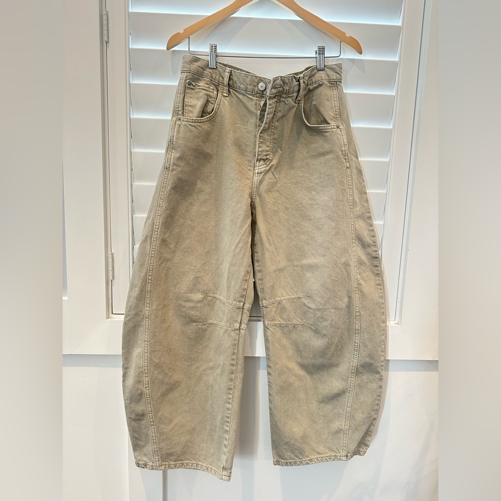 We The Free Mid Rise Barrel Jeans Size 29 Regular in Taupe Khaki Brown - Picture 2 of 5